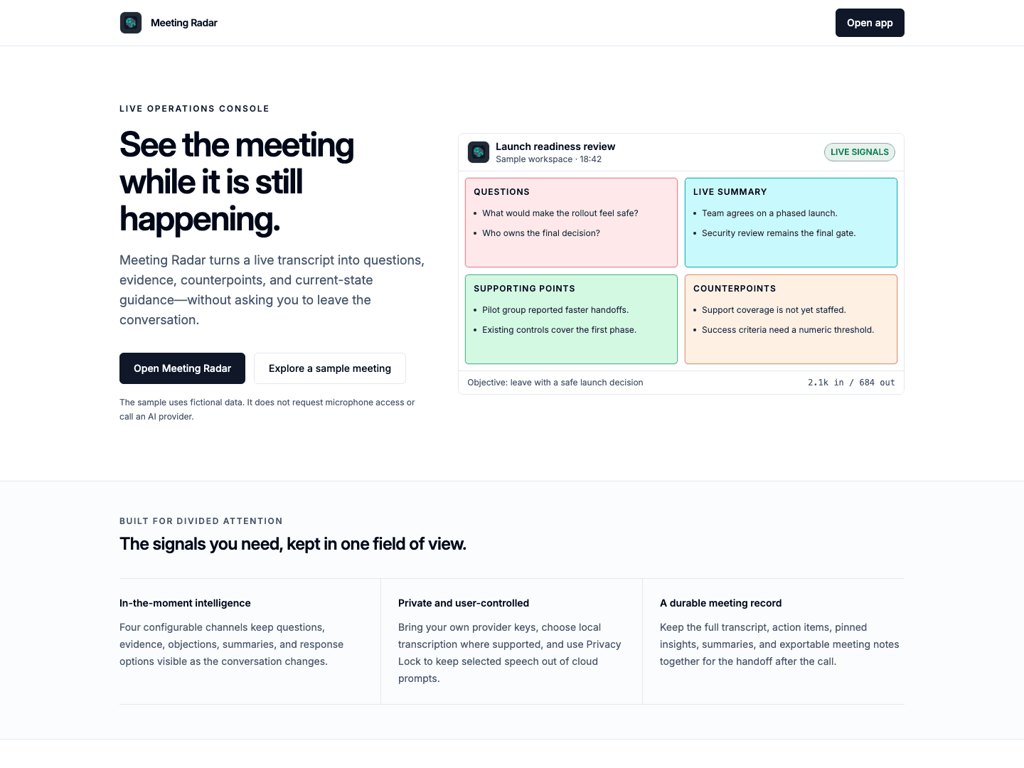 Meeting Radar preview